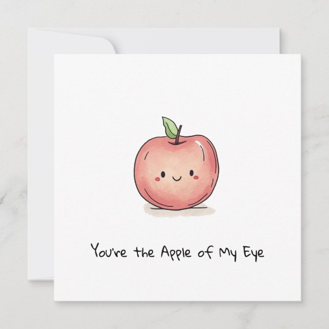 Tarjeta Festiva Personalizable Cute Watercolor Chibi Apple (Anverso)