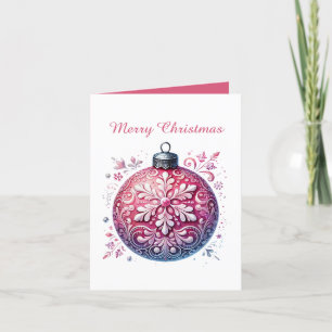 Tarjeta Festiva Personalizable de bombilla de Navidades rosados fe