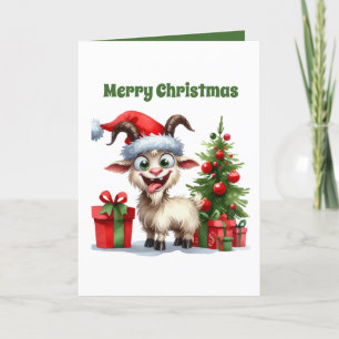 Tarjeta Festiva Personalizable de cabras de Navidades festivos