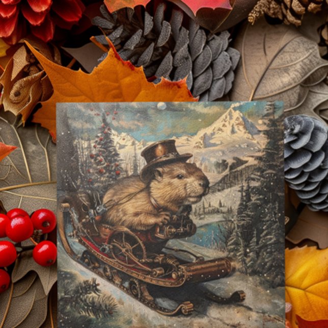 Tarjeta Festiva Personalizable de castores de los Navidades de Ste (Subido por el creador)