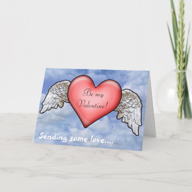 Tarjeta Festiva Personalizable de corazón alado (Anverso)