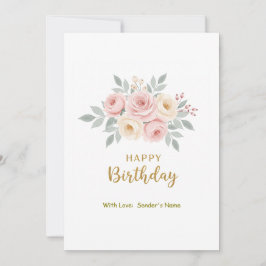 Tarjeta Festiva Personalizable de cumpleaños Floral digital