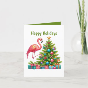 Tarjeta Festiva personalizable de flamingo rosa Feliz
