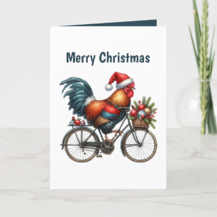 Tarjeta Festiva Personalizable de gallo navideño festivo