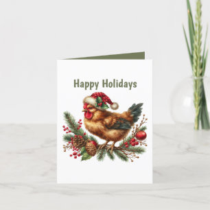 Tarjeta Festiva Personalizable de gallos de Navidades festivos Hap