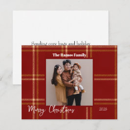 Tarjeta Festiva Personalizable de Navidades del Patrón Tartán de E