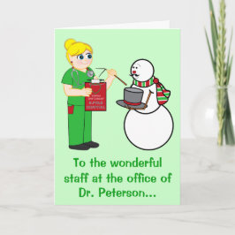 Tarjeta Festiva Personalizable de nombre de oficina del Médico Fel