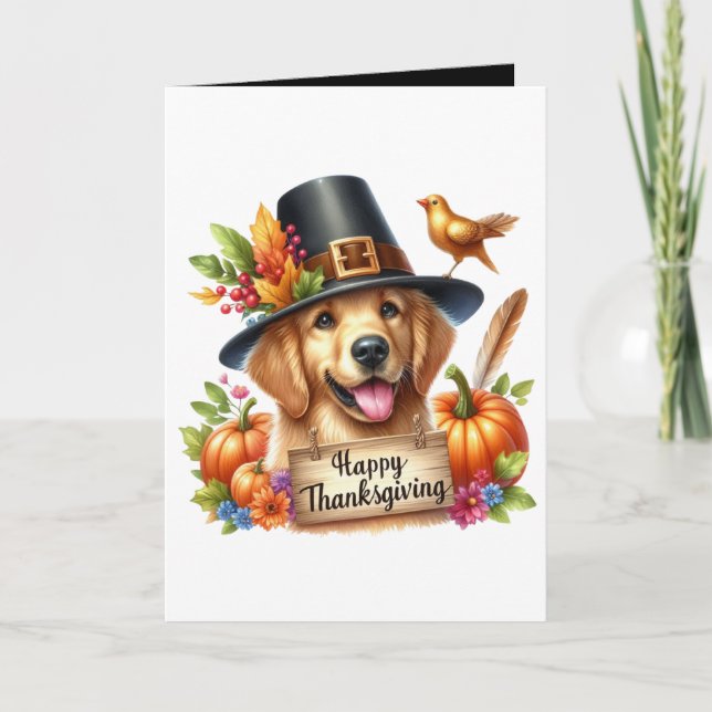 Tarjeta Festiva Personalizable de perro Fappy Thankess (Anverso)