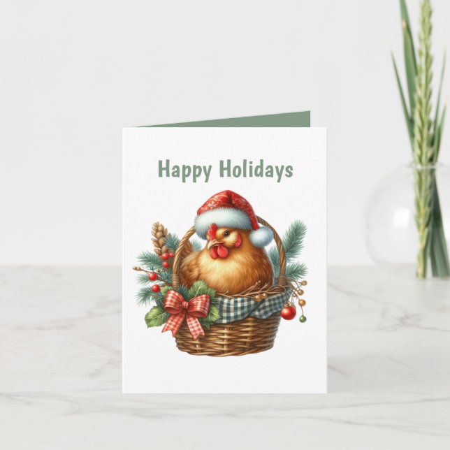 Tarjeta Festiva Personalizable de pollo para Navidades festivos (Anverso)