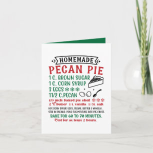 Tarjeta Festiva Personalizable de recetas caseras de Pecan Pie