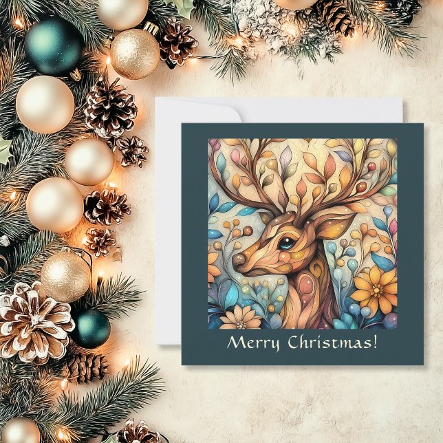 Tarjeta Festiva Personalizable de renos festivos (Festive Reindeer Customizable Holiday Card)