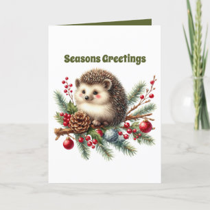 Tarjeta Festiva Personalizable de sedgehog para Navidades festivos