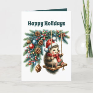 Tarjeta Festiva Personalizable de sedgehog para Navidades festivos