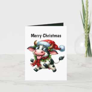 Tarjeta Festiva Personalizable de vaca festivo para Navidades