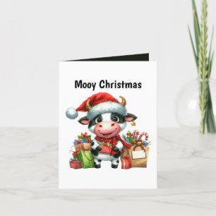 Tarjeta Festiva Personalizable de vaca festivo para Navidades