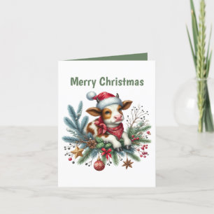Tarjeta Festiva Personalizable de vaca festivo para Navidades
