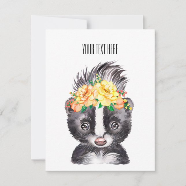 Tarjeta Festiva Personalizable del zorrillo de primavera (Anverso)