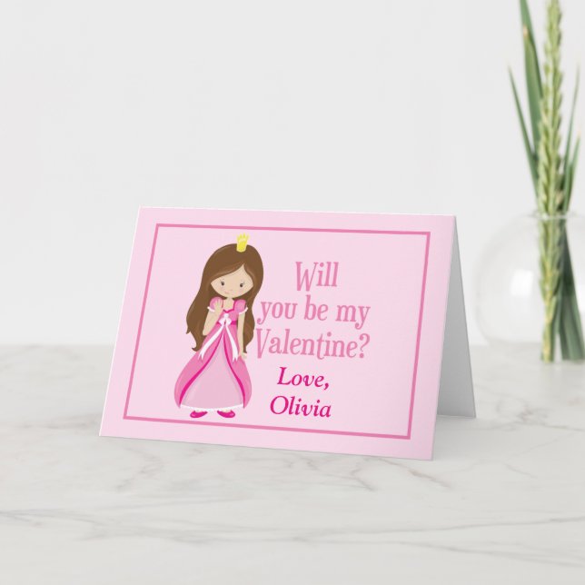 Tarjeta Festiva Personalizable El día de San Valentín Princesa Ros (Anverso)
