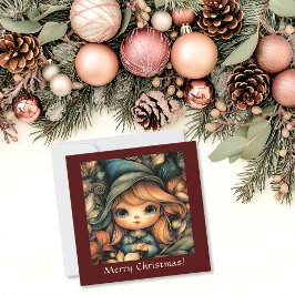 Tarjeta Festiva Personalizable Elf de Navidades Adorables