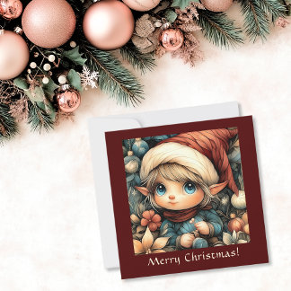 Tarjeta Festiva Personalizable Elf de Navidades caprichosos