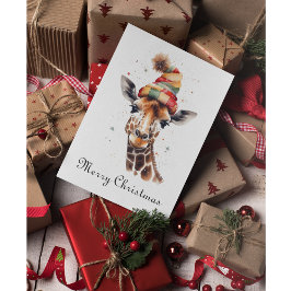 Tarjeta Festiva personalizable Giraffe navidades