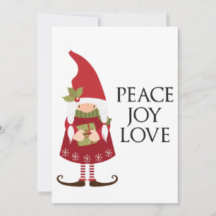 Tarjeta Festiva Personalizable Gnome, Chica de amor por la paz