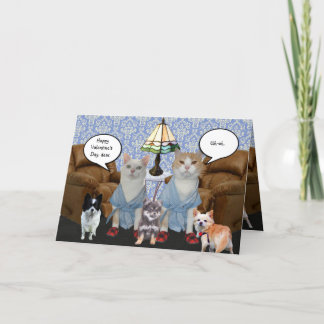 Tarjeta Festiva Personalizable Gracioso Gats Valentine