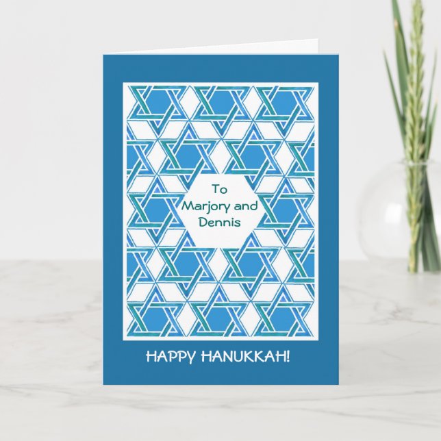 Tarjeta Festiva Personalizable Hanukkah Star of David Greeting Car (Anverso)