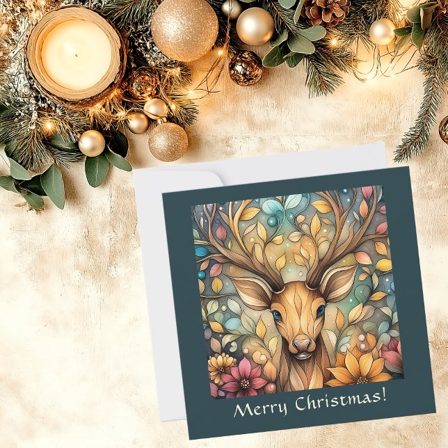 Tarjeta Festiva Personalizable majestuoso de renos (Majestic Reindeer Customizable Holiday Card)