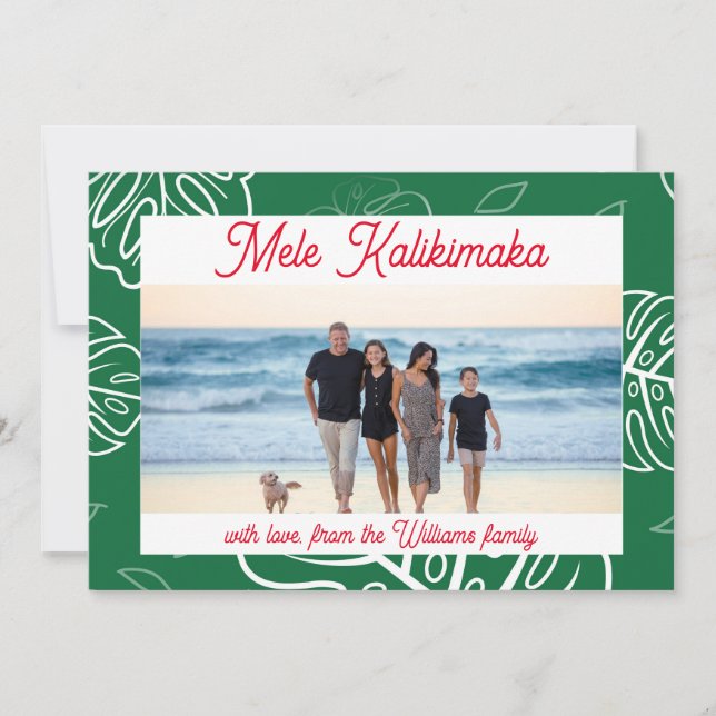 Tarjeta Festiva Personalizable Mele Kalikimaka, Navidades de Hawái (Anverso)