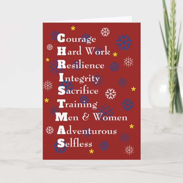 Tarjeta Festiva Personalizable militar estadounidense Feliz Navida (Anverso)