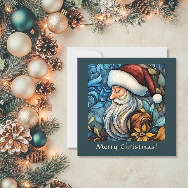 Tarjeta Festiva Personalizable Nostalgic Vintage Santa (Nostalgic Vintage Santa Customizable Holiday Card)