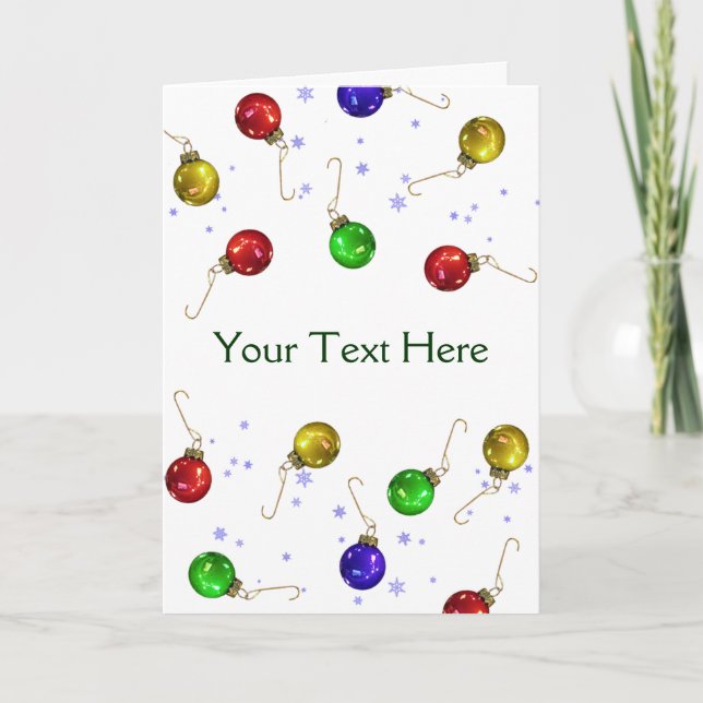 Tarjeta Festiva Personalizable Ornamentos de bola (Anverso)