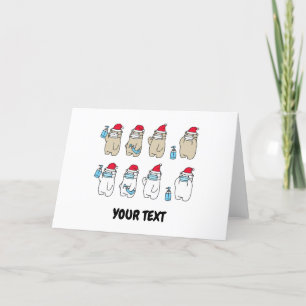 Tarjeta Festiva Personalizable osos lindos Navidades máscara gorra
