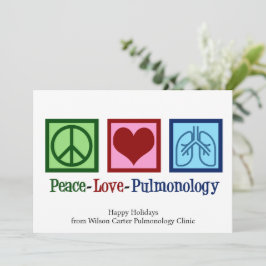 Tarjeta Festiva Personalizable Pulmonólogo de Peace Love Pulmonolo