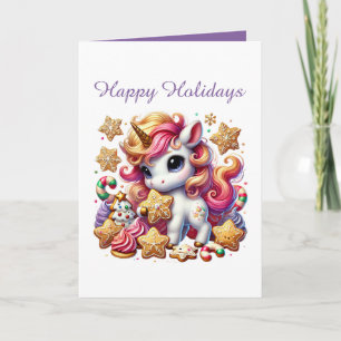 Tarjeta Festiva personalizable unicornio de galletas azucaradas na