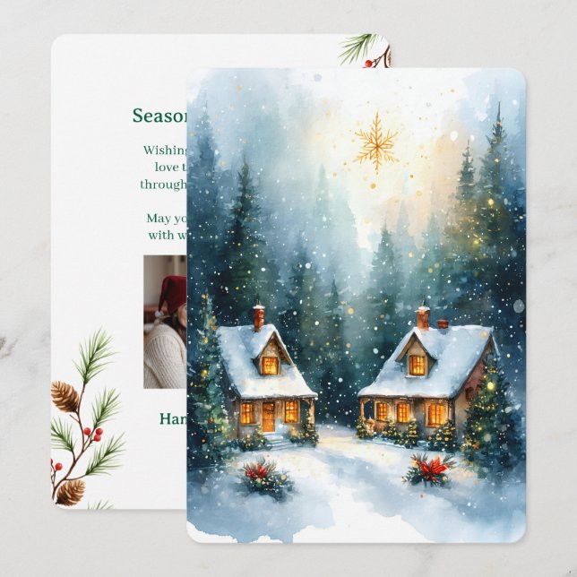 Tarjeta Festiva Personalizable Vintage  Flat Holiday Card  (Anverso / Reverso)