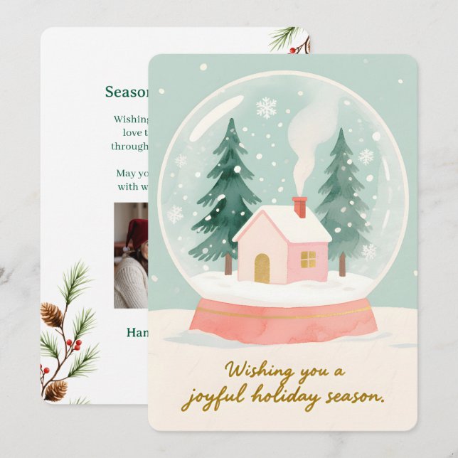 Tarjeta Festiva Personalizable Vintage  Flat Holiday Card  (Anverso / Reverso)