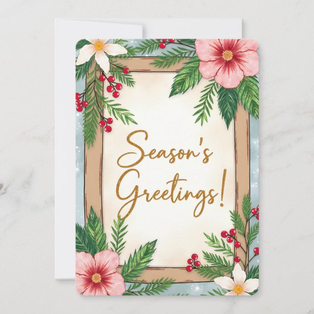 Tarjeta Festiva Personalizable Vintage  Flat Holiday Card  (Anverso)