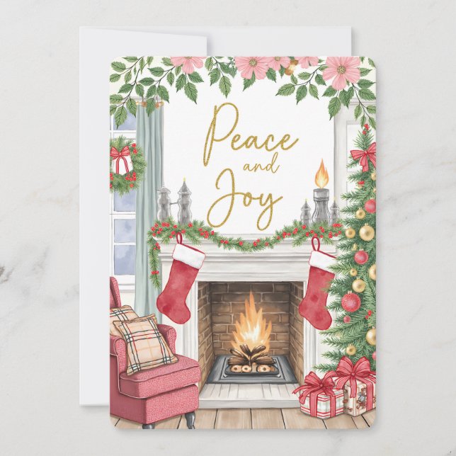 Tarjeta Festiva Personalizable Vintage  Flat Holiday Card  (Anverso)