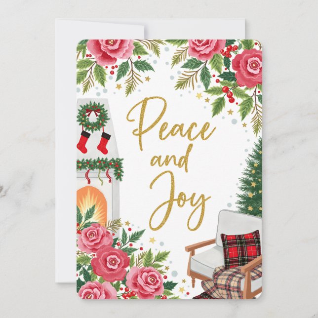 Tarjeta Festiva Personalizable Vintage  Flat Holiday Card  (Anverso)