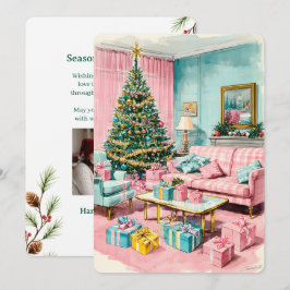 Tarjeta Festiva Personalizable Vintage Flat Holiday Card