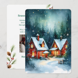 Tarjeta Festiva Personalizable Vintage Flat Holiday Card