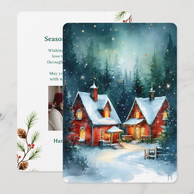 Tarjeta Festiva Personalizable Vintage  Flat Holiday Card  (Anverso / Reverso)