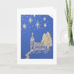 Tarjeta Festiva Personalización, iglesia Navidad, estrellas