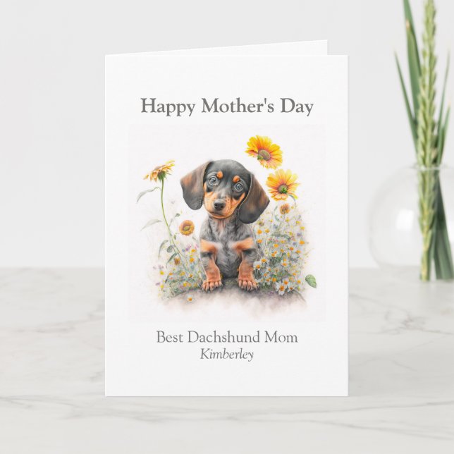 Tarjeta Festiva Personalizada la mejor madre de perro Mascota Dach (Anverso)