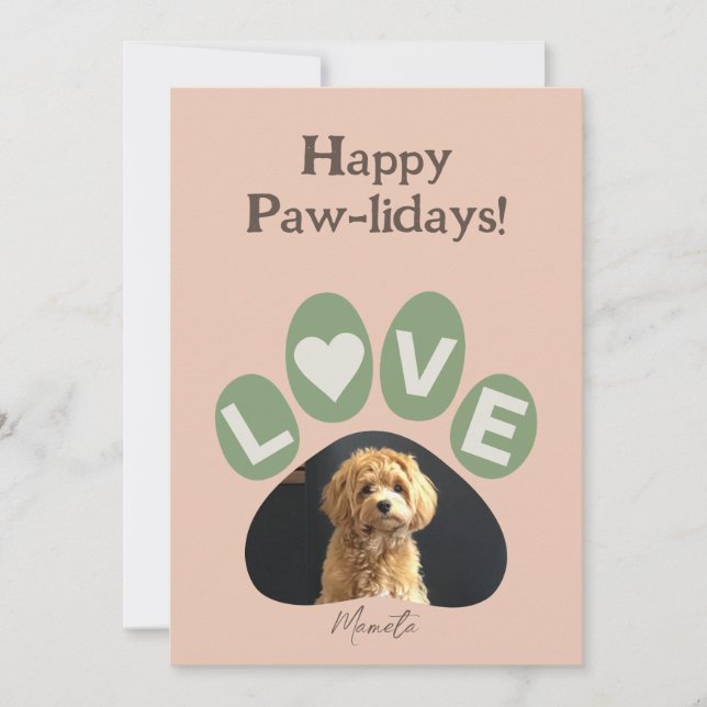 Tarjeta Festiva Personalizada querida Fur Baby Paw (Anverso)