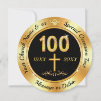 Personalizado, 100 años de la Iglesia, invitacione