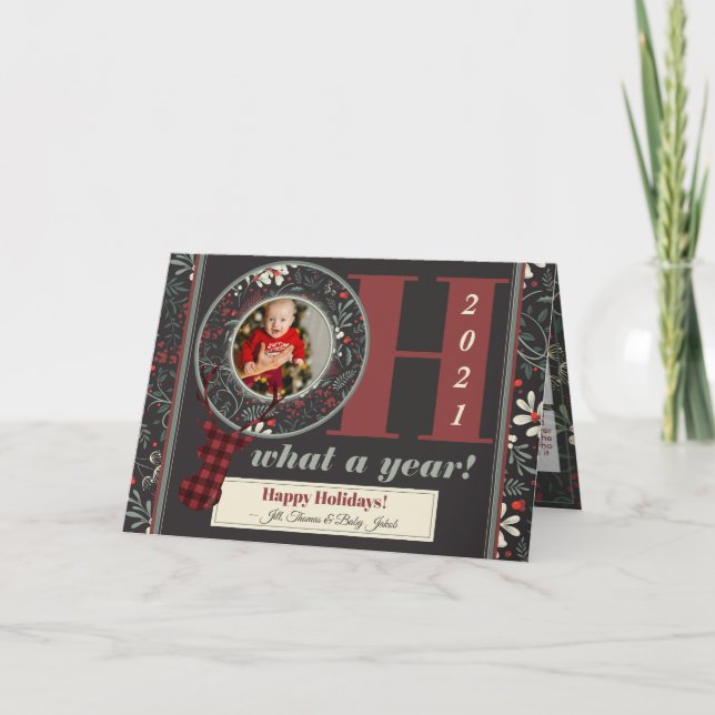 Tarjeta Festiva Personalizado 2021 Navidades graciosos de fotograf (Anverso)