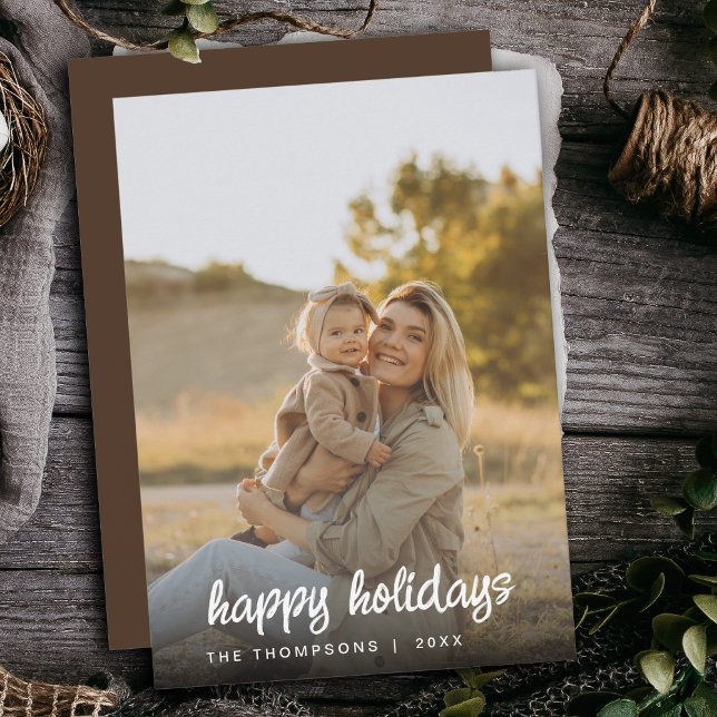 Tarjeta Festiva Personalizado 2024 de Modern Script Family Photo N (Subido por el creador)